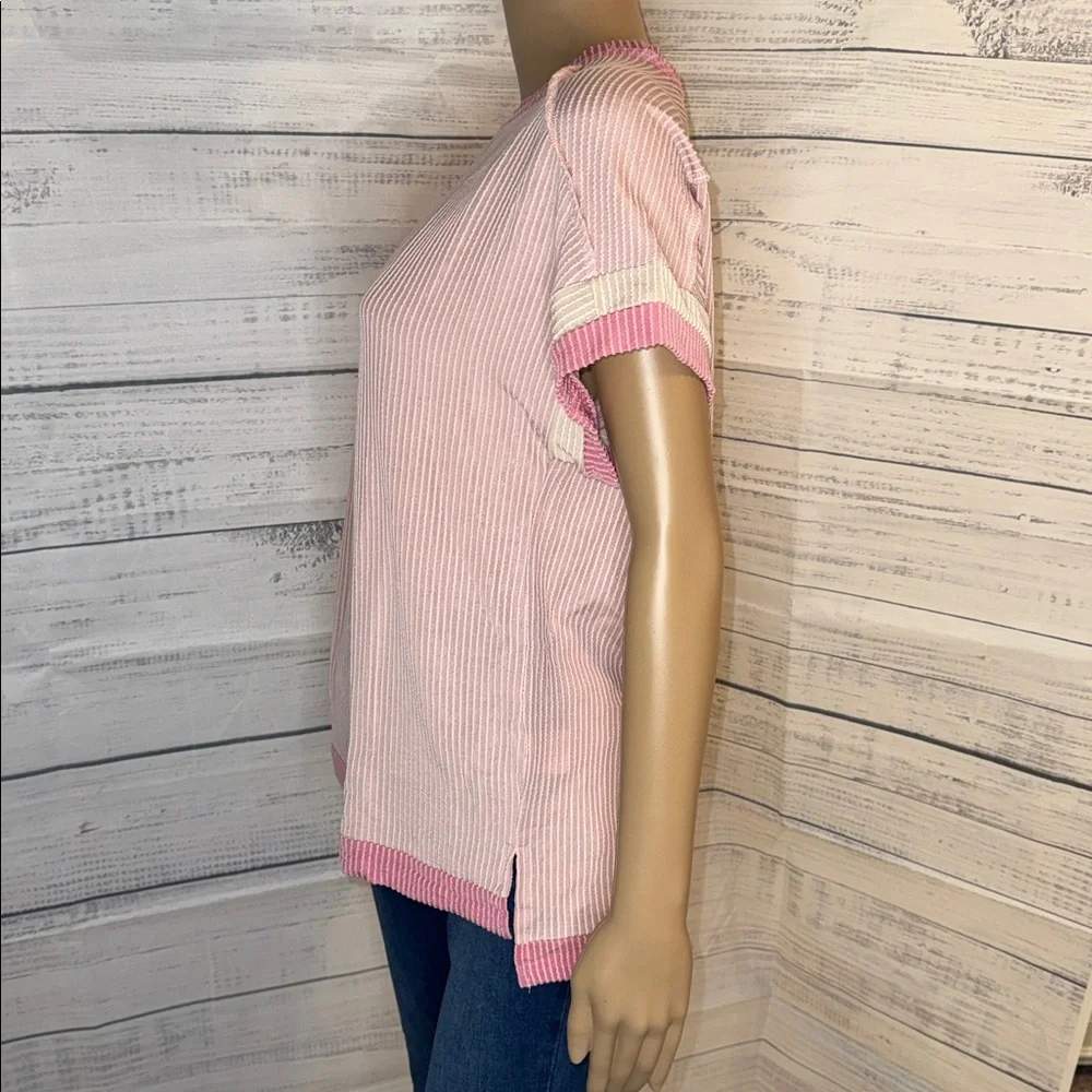 NWOT Light Pink Short Sleeve Knit Top by - Picture 4 of 7